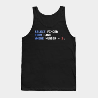 Middle Finger Select SQL Developer Funny Gift Tank Top